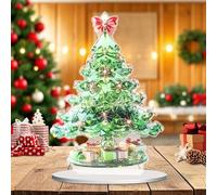 Wsetyy Flat Christmas Tree Table Ornament, 2D Acrylic Christmas Table Sign, Xmas Tabletop Sign Decorations, Desktop Signs Ornament Home, Office, Living Room, Bookshelf, Windowsill, Mantel (2D, Green)