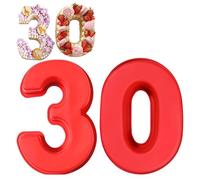 Wsetyy Number Cake Moulds Birthday, 3D Baking Mould Number Cake Tin, for Mousse Jelly Chocolate Baking, Made of Food-Grade Silicone, Easy to Demold, Washable (30)