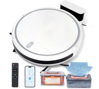 Wsetyy Robot Vacuum Cleaner with Mop, 6000Pa Powerful Suction Robotic Vacuum, Automatic Smart Vacuum with Dual Anti-Tangle System, APP/Remote/Voice Control, Smart Obstacle Avoidance (White)