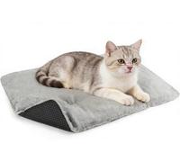 Wsetyy Self Heating Cat Bed Heated Cat Blanket, Self Warming Mat for Cats Puppy Small Dogs, Thermal Pet Small Puppy Heated Pad for Indoor, Plush Soft & Fluffy & Washable, 70 x 45cm (Grey, M)