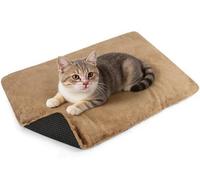 Wsetyy Self Heating Cat Bed Heated Cat Blanket, Self Warming Mat for Cats Puppy Small Dogs, Thermal Pet Small Puppy Heated Pad for Indoor, Plush Soft & Fluffy & Washable, 70 x 45cm (Khaki, M)