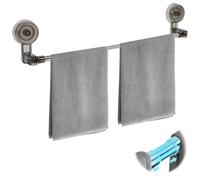Wsetyy Suction Towel Rail Length Extendable - 30cm to 50cm, Towel Holder Wall Mounted for Bathroom and Kitchen, Single Shower Towels Bar No Drilling (Black 1)