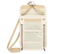 Wsetyy Travel Neck Pouch, Passport Holder RFID Blocking, Water-Resistant Neck Wallets, 7 Pockets Travel Passport Pouch Bag (Beige)