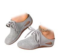 WSEVPWGF 2024 New Women's Shaped Wedge Heel Thick Leather Shoes,Womens Orthopedic Clogs with Arch Support,Mules Shoes Breathable Mesh Walking Mules Shoes (Light Grey,6)