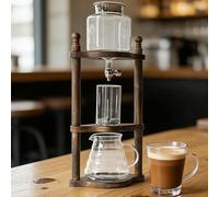 Wsexyy Cold Drip Coffee Maker, 600ml Cold Brew Coffee Maker Tower, with Adjustable Valve, Wooden Frame & Borosilicate Glass, Slow Drip Technology, for Home, Office, Bar