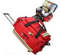 Wsexyy Rolling Medical Bag with Wheels, Rolling Nurse Tote, First Responder Bag Empty with Compartments, Adjustable Shoulder Strap, Applicable for Home Health Nurses, Doctors