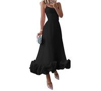 WSEYU A-Line Bridesmaid Dresses for Wedding with Tea Length Long Wedding Party Gowns Black UK14