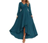 WSEYU A-Line Chiffon Bridesmaid Dresses for Wedding with Ruched Wedding Guest Dress Peacock UK16
