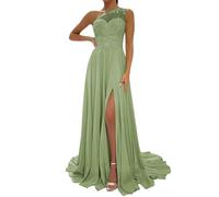WSEYU One Shoulder Anniversary Dresses with Bustier Casual Bridal Gowns Sleeveless Costume Party Dress Sage Green UK18