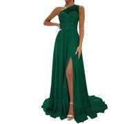 WSEYU One Shoulder Anniversary Dresses with Bustier Casual Bridal Gowns Sleeveless Costume Party Dress Teal UK6