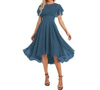 WSEYU Short Bridesmaid Prom Dress Asymmetrical Homecoming Dresses A Line Ball Cocktail Party Evening Gown ZM319 Teal UK20