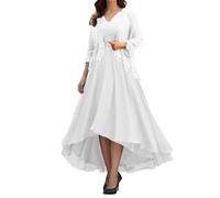 WSEYU V Neck Mother of The Bride Dresses with Jackets High Low Sequins Chiffon Formal Evening Prom Gown for Wedding Guest Green UK22