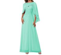 WSEYU Women's Lace Appliques Mother of The Bride Dresses with Scarf Wedding Formal Evening Prom Party Gown ZMKI357 Turquoise UK18