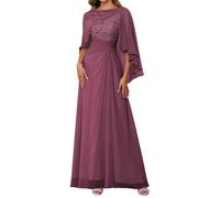 WSEYU Women's Lace Appliques Mother of The Bride Dresses with Scarf Wedding Formal Evening Prom Party Gown ZMKI357 Mullberry UK14