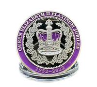 WSFSDAN Queen Elizabeth II Platinum Jubilee Silver Coin 1952-2022 Purple Crown Souvenir Medal Crowned in Westminster Abbey Badge-1PC