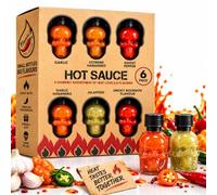 WSG Skull Hot Sauce Gift Set 6 Pack Mini Chilli Sauces 6 Heat Levels 120g | Six mini skull bottles, Garlic, Extreme Habanero, Ghost Pepper, Jalapeno and Smoky Bourbon, fun gift for chilli lovers