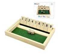 WSGALARY Shut The Box for 2 Players, Wooden Table Game Dice Games Educational Dice Game Great Family Board Games Holiday Travel Fun Game for Kids