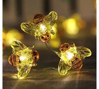 WSgift Honeybee Decorative String Lights 18.7 Ft 40 LED USB Interface Copper Wire Bee Fairy Lights for Various Decoration Projects (Warm White Remote Control with Timer)