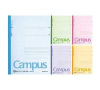Wsgoo Kokuyo Campus Notebook, A 7mm(0.28in) Ruled, A4, 30 Sheets, 35 Lines, Pack of 5, 5 Colors, Japan Improt (NO-203CAX5)