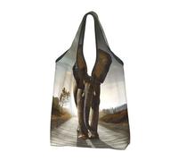 WSHFFILO 3D Elephant printed Portable shopping bag storage bag tote