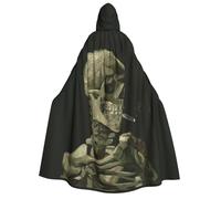 WSHFFILO A Skeleton with Burning Cigarette printed Adult Hooded Cloak Hooded Poncho Party Decoration cape