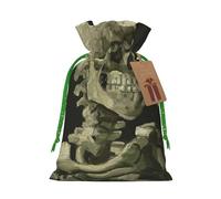 WSHFFILO A Skeleton with Burning Cigarette printed Bag Jute Drawstring Gift Bag