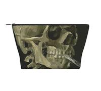 WSHFFILO A Skeleton with Burning Cigarette Printed Daily Storage Bag Makeup Bag Travel Toiletry Bag Cosmetic Bag