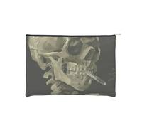 WSHFFILO A Skeleton with Burning Cigarette Printed Paper Reusable Cosmetic Bag Makeup Bag Travel Toiletry Bag