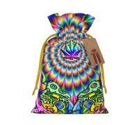 WSHFFILO Abstract Mushroom Colorful Mandala printed Gift wrapping bag Jute Drawstring Gift Bag