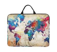 WSHFFILO Abstract World Map printed 14in Laptop Case Portable Laptop Bag Laptop Organiser