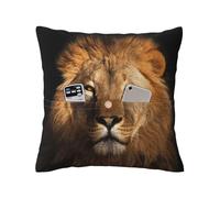 WSHFFILO African animal lion printed Linen Decorative Throw Pillow decorative pillowcase