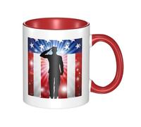 WSHFFILO American Flag Soldier Printed Ceramic Mug Drinking Cup Coffee Mug