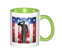 WSHFFILO American Flag Soldier Printed Ceramic Mug Drinking Cup Coffee Mug