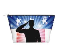 WSHFFILO American Flag Soldier Printed Daily Storage Bag Makeup Bag Travel Toiletry Bag Cosmetic Bag