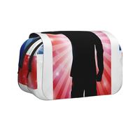 WSHFFILO American Flag Soldier Printed Double Clamshell Pen Case Pencil Pouch Portable Stationery Bag