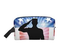 WSHFFILO American Flag Soldier Printed Storage Bag Makeup Bag Travel Toiletry Bag