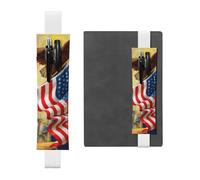 WSHFFILO American USA Flag Eagle Art Printed Leather Pen Holder Bookmark Pencil Case