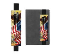 WSHFFILO American USA Flag Eagle Art Printed Leather Pen Holder Bookmark Pencil Case