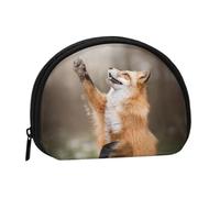 WSHFFILO Animal Fox Pattern Printed Shell Storage Bag Mini Coin Organiser