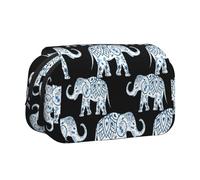 WSHFFILO Aztec Elephant Printed Double Clamshell Pen Case Pencil Pouch Portable Stationery Bag