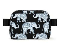 WSHFFILO Aztec Elephant Printed Square-Shaped Fashionable Waist Bag Casual Chest Bag