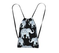 WSHFFILO aztec elephant printed Storage bag with a drawstring backpack Drawstring strap pack Gym Bag