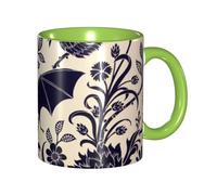 WSHFFILO Bat Print Printed Mug Double-Coloured Mug Ceramic Mug