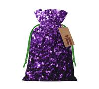 WSHFFILO Beautiful Purple Glitter printed Gift packaging bag Jute Drawstring Gift Bag