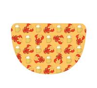 WSHFFILO Beer and crawfish pattern printed Flannel semi-circular floor mat Washable door mat