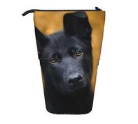WSHFFILO Black German Shepherd Dog Printed Pencil Telescopic Expandable Pen Pouch