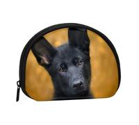 WSHFFILO Black German Shepherd Dog Printed Shell Storage Bag Mini Coin Organiser
