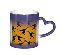 WSHFFILO Black Gibbon Monkey Printed Colour Changing Mug Ceramic Heat Sensitive Colour Changing Mug Featured Coffee Mug
