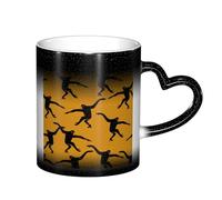 WSHFFILO Black Gibbon Monkey Printed Colour Changing Mug Ceramic Heat Sensitive Colour Changing Mug Featured Coffee Mug