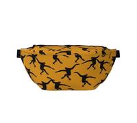WSHFFILO Black Gibbon Monkey Printed Crossbody Waist Pack Casual Chest Bag